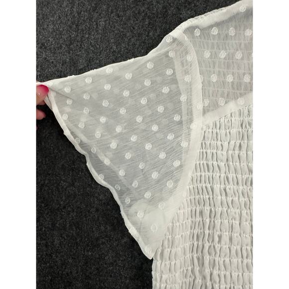 Torrid Peplum Chiffon Clip Dot Smocked Top 0 0X XL L Beachy - Picture 4 of 11